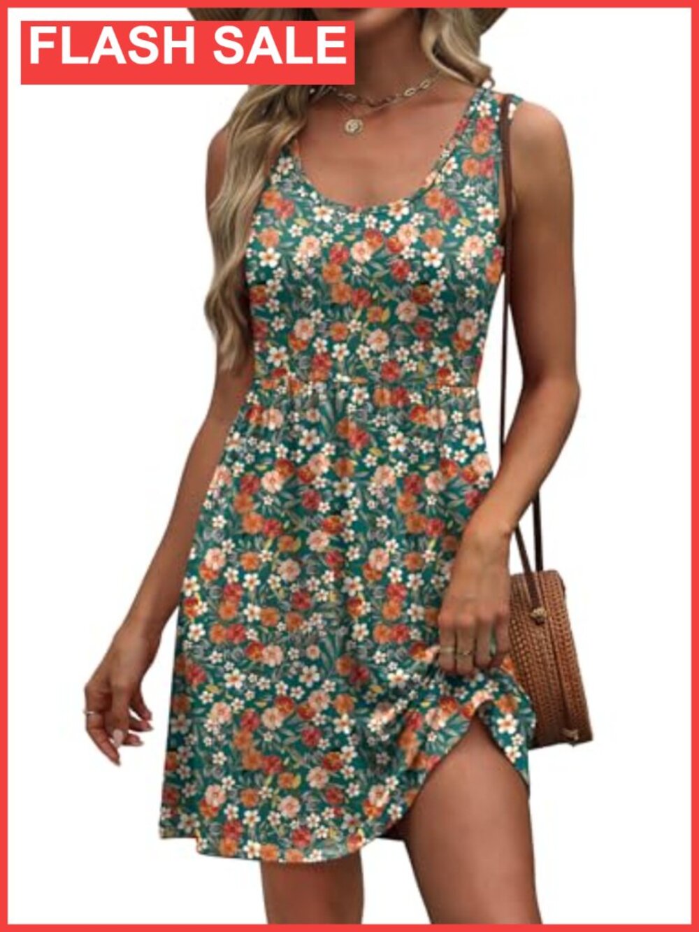 Womens Summer Dress A-Line Sleeveless Casual Sundress with Pockets